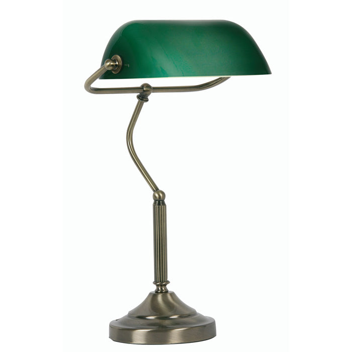 LamQee 15 in. Antique Brass Indoor Adjustable Height Bankers Desk Lamp with  Green Glass Shade 08FTL0007AGR - The Home Depot