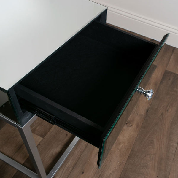 Stylish Mirrored End Table with Drawer