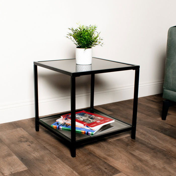 Matt Black Metal Frame Side Table — Barrett Castle Lighting