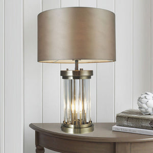Magnalux Pandora 2 Light Crystal Table Lamp in Antique Brass PAN02ABTL
