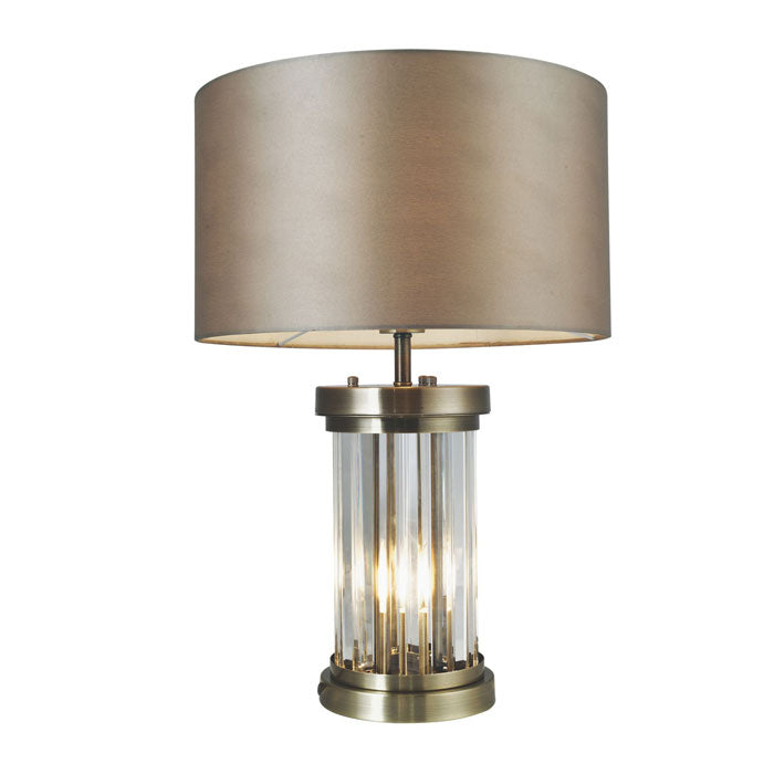 Magnalux Pandora 2 Light Crystal Table Lamp in Antique Brass PAN02ABTL