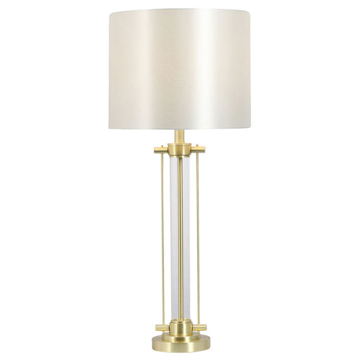 Tall Luxurious Satin Brass Table Lamp with Shade