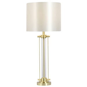 Tall Luxurious Satin Brass Table Lamp with Shade