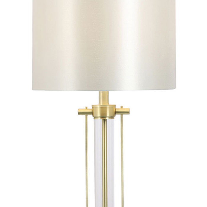 Tall Luxurious Satin Brass Table Lamp with Shade