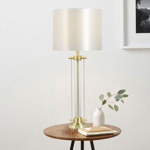 Tall Luxurious Satin Brass Table Lamp with Shade