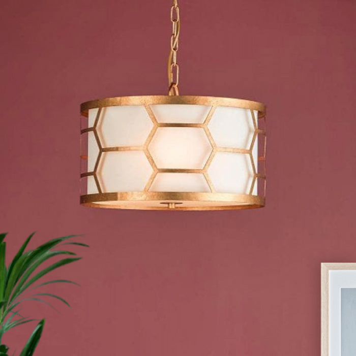 3 Light Pendant in Gold Leaf Finish