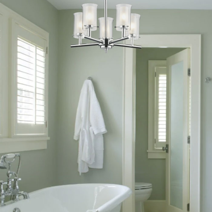 5-Light Modern Polished Chrome Bathroom Ceiling Light