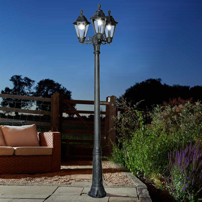 Large Traditional Black 3-Light Lamp Post — Barrett Castle Lighting