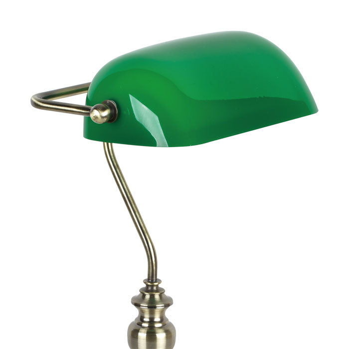 LamQee 15 in. Antique Brass Indoor Adjustable Height Bankers Desk Lamp with  Green Glass Shade 08FTL0007AGR - The Home Depot