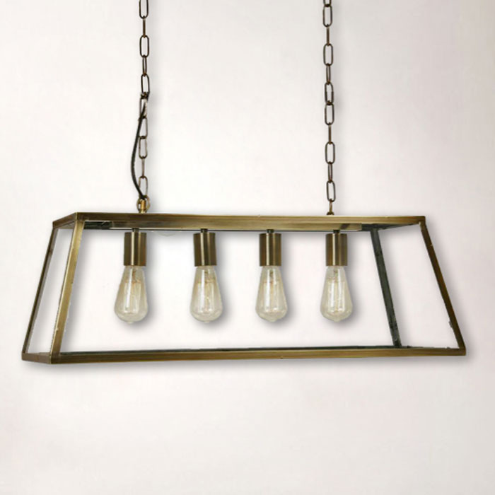 4-Light Box Pendant with Antique Brass Finish