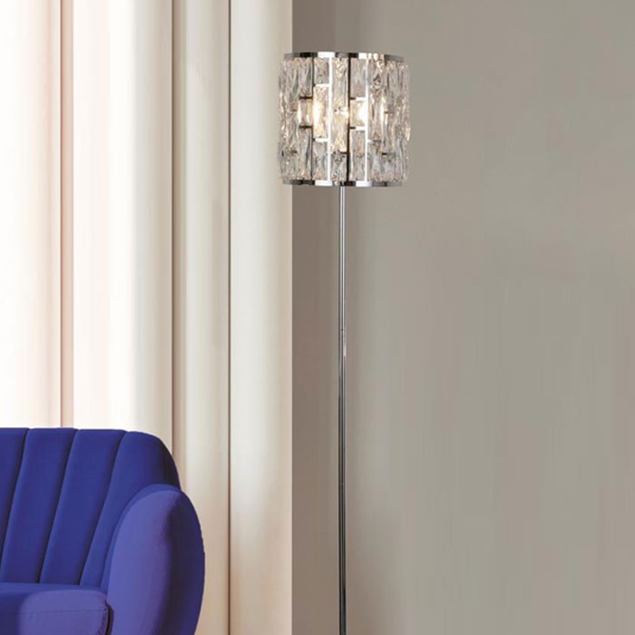 Chrome Finish Floor Lamp with Crystal Glass