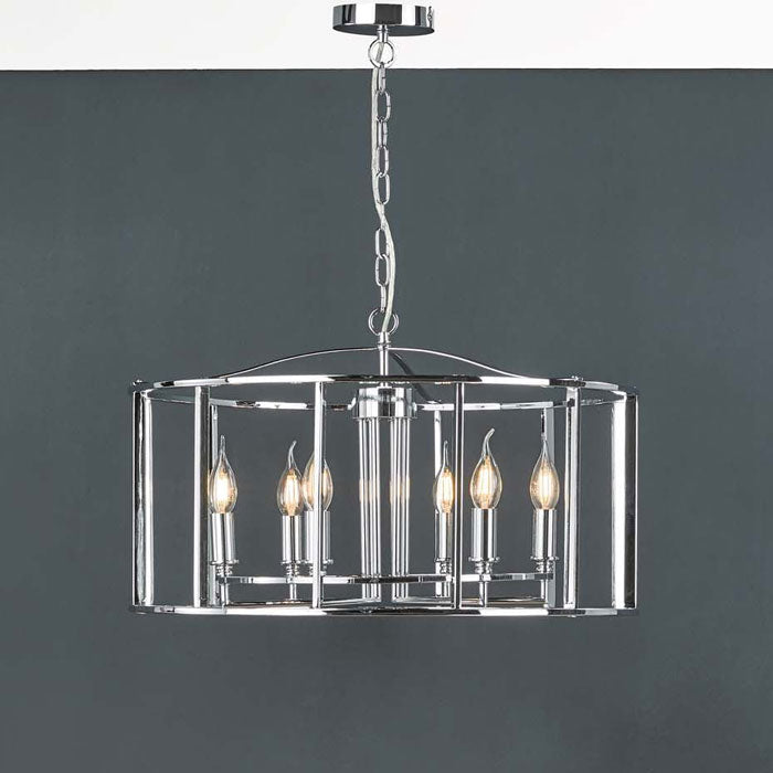 6 Light Polished Chrome Circular Pendant