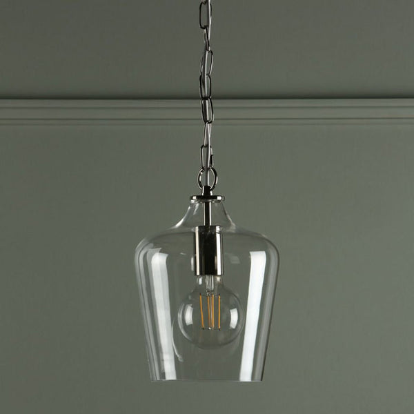 Laura Ashley Ockley Clear Glass Ceiling Pendant Light In Polished Chrome LA3603219-Q