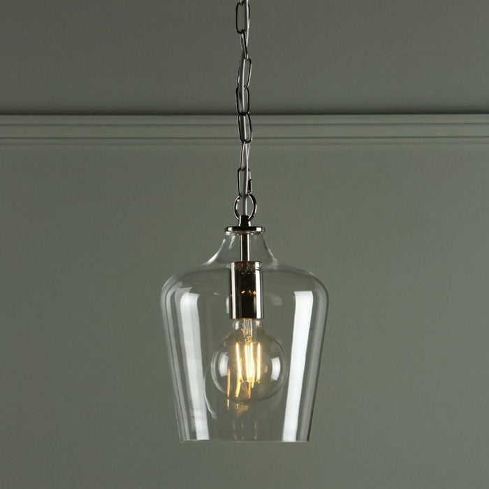 Laura Ashley Ockley Clear Glass Ceiling Pendant Light In Polished Chrome LA3603219-Q