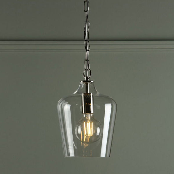Laura Ashley Ockley Clear Glass Ceiling Pendant Light In Polished Chrome LA3603219-Q