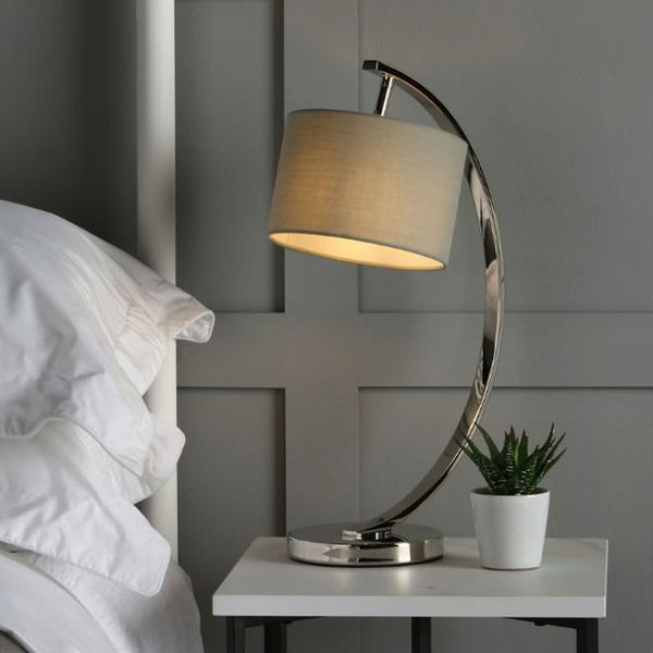 Laura Ashley Noah Table Lamp Polished Nickel with Grey Shade LA3714977-Q