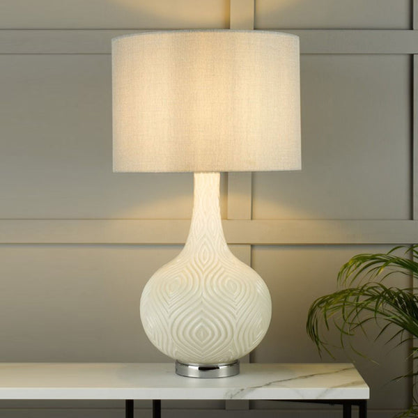 Laura Ashley Grace Table Lamp Patterned Glass with Shade LA3742272-Q