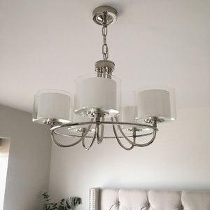 Laura Ashley Southwell 5-Light Chandelier in Polished Nickel LA3703637-Q